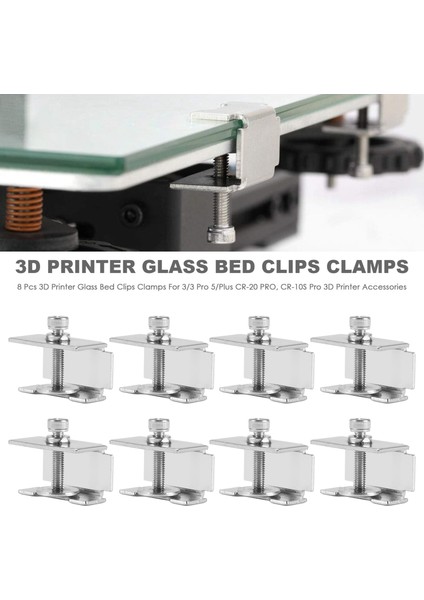 8 Adet 3D Yazıcı Cam Yatak Klipsleri Kelepçeleri Ender 3/3 Pro Ender Için (Yurt Dışından)
