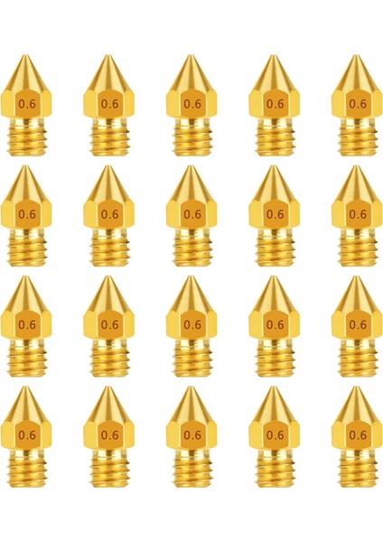 1.75MM Mk8 Ekstruder Baskı Kafası Pirinç Nozul 0.6mm Makerbot Için (20 Adet) (Yurt Dışından)