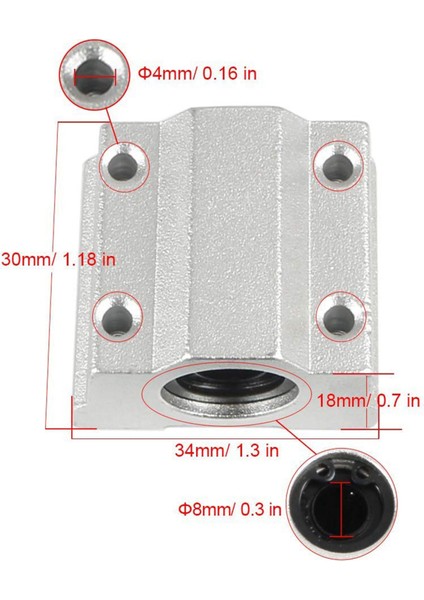 3D Yazıcı Slayt Bloğu Doğrusal Hareket 8mm Anet A8 Prusa I3 4 Adet (Yurt Dışından)