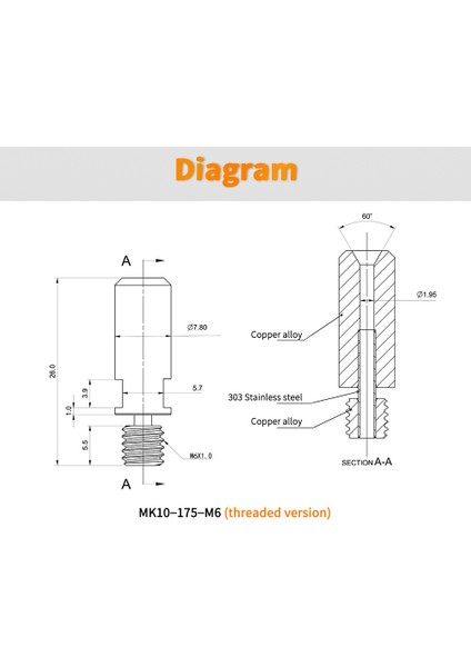 Dragon Hotend Isıtıcı Bloğu Için Bi-Metal Isı Kesici Boğaz, Mk8 (Yurt Dışından) fırsatları