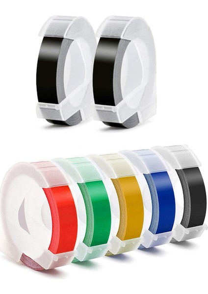 Motex E101 Etiket Makineleri Için 7 Rulo 9mm 3D Kabartma Pvc Etiket Bantları (Yurt Dışından)