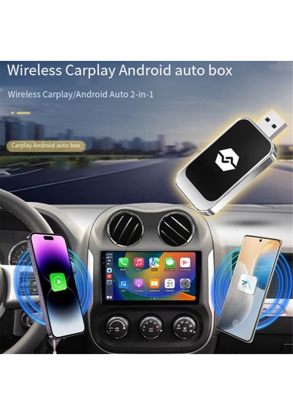 USB 2'si 1 Arada Kablosuz Carplay Android Adaptörü Kablosuz Adaptör (Yurt Dışından)