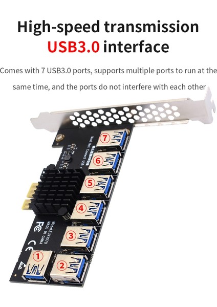 Pcı Express Çarpan Kartı Pcı-E 1 Ila 6 Port Usb3.0 Madencilik Için Hub (Yurt Dışından)