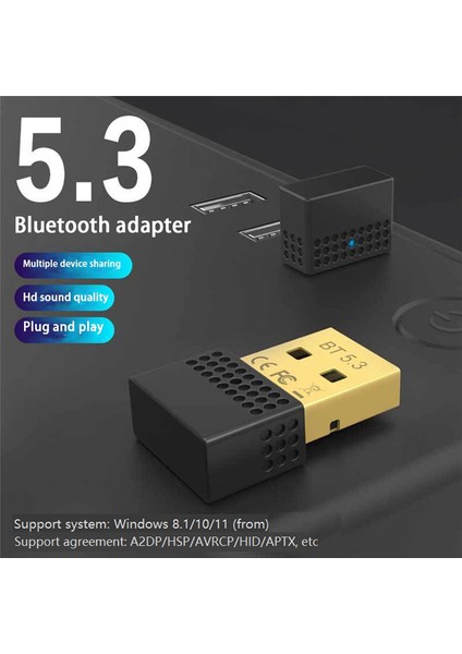 Bluetooth 5.3 Adaptörü Masaüstü Bilgisayar USB Bluetooth Alıcısı (Yurt Dışından)