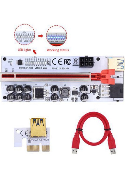 Ver 012 Max Express 1x 16X Genişletici Gpu Yükseltici Kart LED Çalışma Göstergesi (Yurt Dışından)