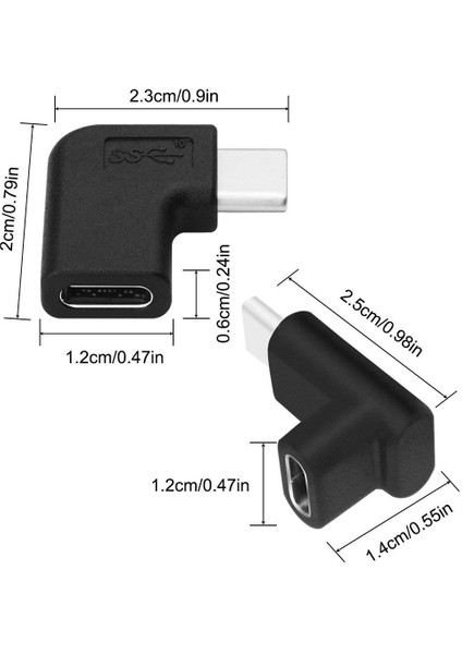 90 Derece USB C Erkekten Dişiye Adaptör, Tip-C Uzatma Adaptörü (Yurt Dışından)