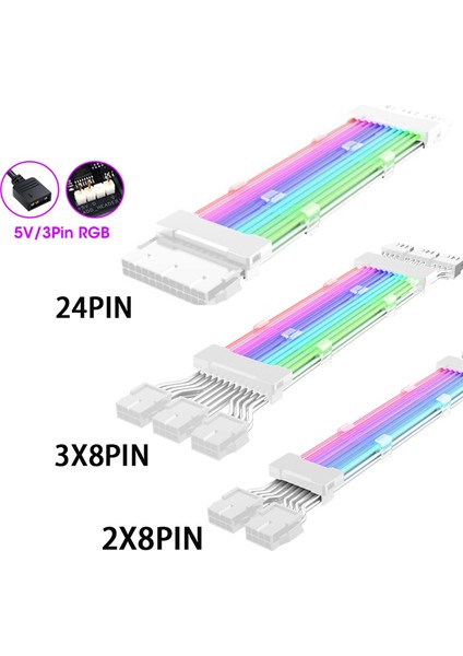 Pc Kasa Psu Uzatma Argb Kablo Atx 3X8PIN Pcı-E Gpu Neon Renk Çizgisi (Yurt Dışından) fiyatları
