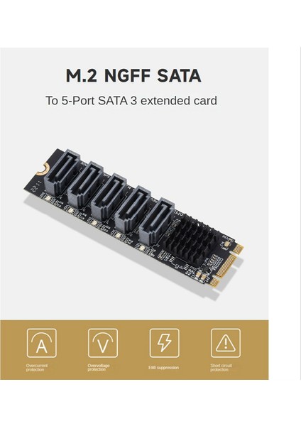 M.2 Ngff Sata'dan 5 Portlu Sata3 Genişletme Kartı JM582 Ana Çip (Yurt Dışından)