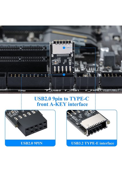USB 2.0 Ön Panel Başlığı USB 9pin - USB 2.0 Tip-E (Yurt Dışından)