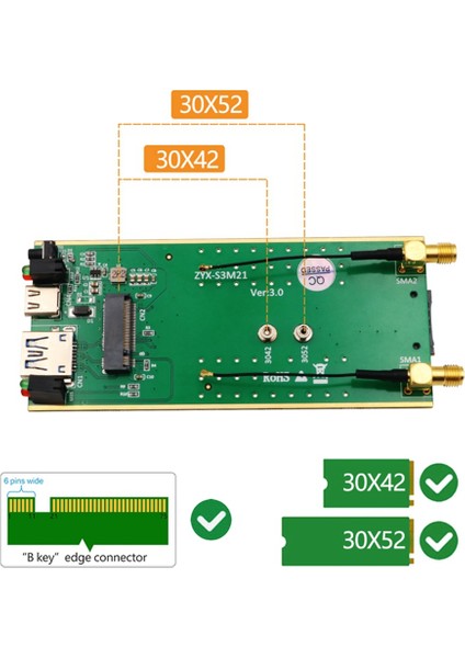 M.2 B Anahtar Ngff - USB 3.0 Adaptörü Kablosuz Kart Dönüştürücü (Yurt Dışından)