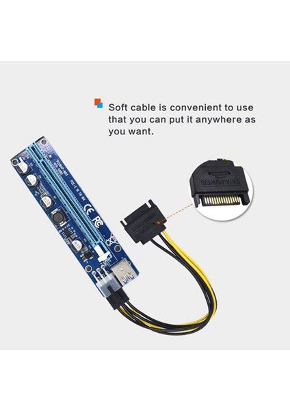 Ver 008C Molex 6 Pin Pcıe Pcı-E Pcı Express Yükseltici Kart 1x Ila 16X (Yurt Dışından)