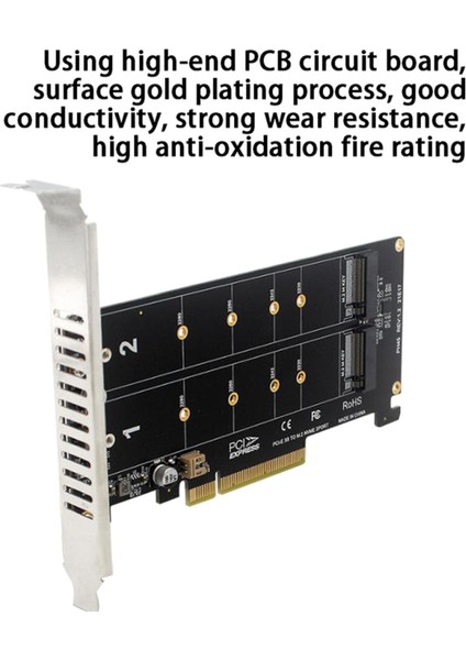 Pcı-Ex8 Çift Diskli Nvme M.2 Mkey Pcı-E Bölünmüş Kart (Yarım Yükseklikteki Kart) (Yurt Dışından)