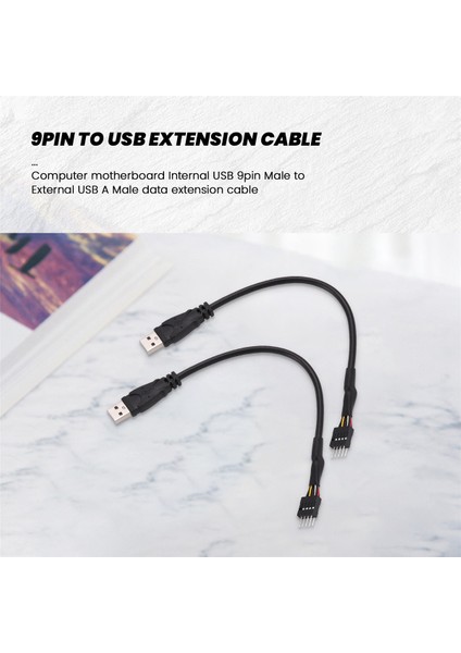 Adet 20CM 9 Pin Erkek - Harici USB Erkek Pc Anakart Kablosu (Yurt Dışından)