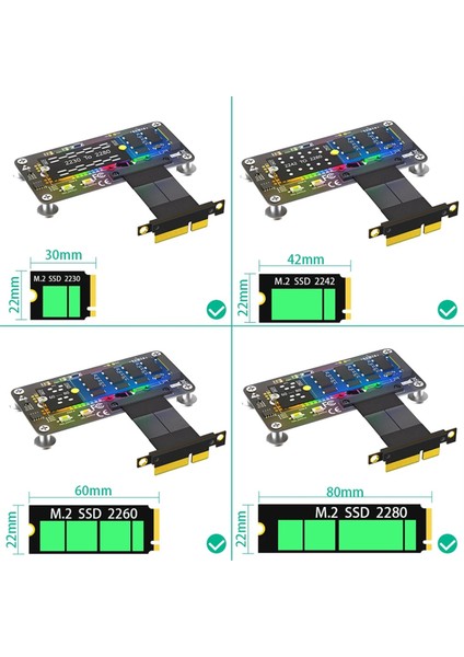 Yükseltici Kart M.2 M-Key Nvme Ssd'den Pcıe X4 Uzatma Kablosu A (Yurt Dışından)