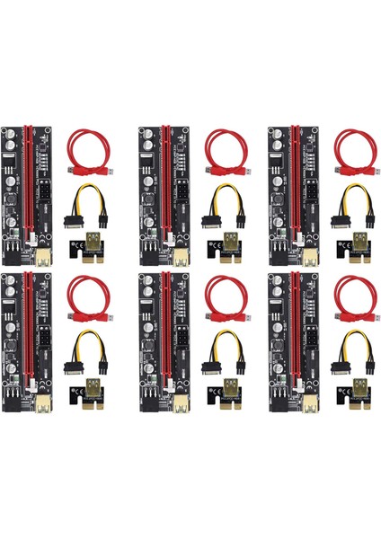 Gpu Madenciliği Için 6 Adet Pcıe Yükseltici Kart Güçlendirilmiş Yükseltici Adaptör Kartı (Yurt Dışından)