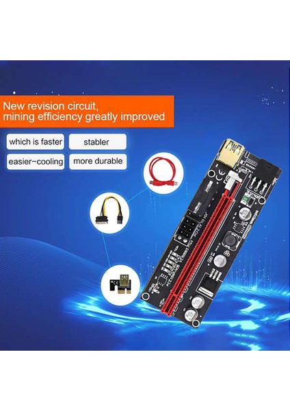 Gpu Madenciliği Için 6 Adet Pcıe Yükseltici Kart Güçlendirilmiş Yükseltici Adaptör Kartı (Yurt Dışından)