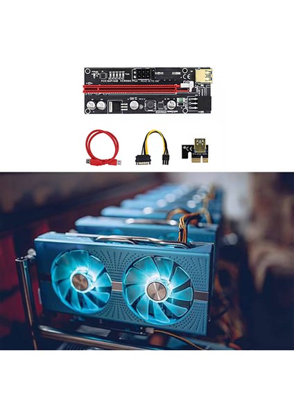 Gpu Madenciliği Için 6 Adet Pcıe Yükseltici Kart Güçlendirilmiş Yükseltici Adaptör Kartı (Yurt Dışından)