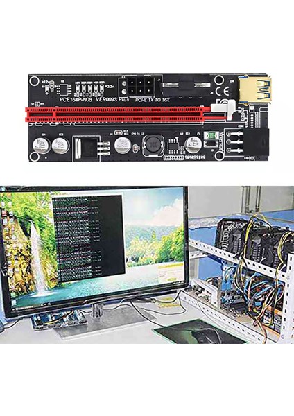 Gpu Madenciliği Için 6 Adet Pcıe Yükseltici Kart Güçlendirilmiş Yükseltici Adaptör Kartı (Yurt Dışından)