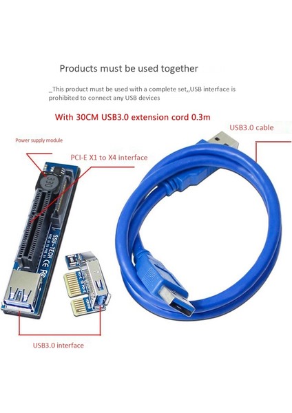 Pcı-E Riser Pcı-Express X1 Ila X4 30CM Usb3.0 Uzatma Kablosu (Yurt Dışından)
