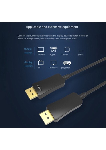Ps3/4 Için Displayport Dp1.4 Fiber Optik Kablo 20M/65.6FT 8k Ultra Hd (Yurt Dışından)