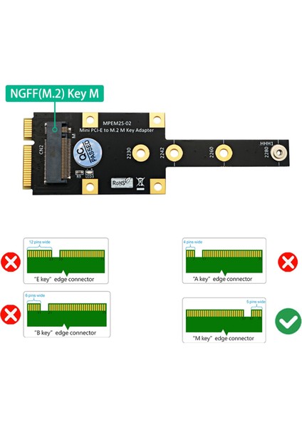 Mini Pcı-E - M.2 M Anahtar Adaptörü Mini Pcıexpress - Nvme SSD Dönüştürücü (Yurt Dışından)