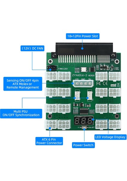 Yükseltme Sürümü Atx 16X 6 Pin 12V Breakout Kartı Dell Marka Psu Için (Yurt Dışından) modelleri