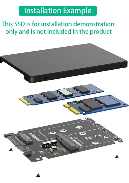 2'si 1 Arada M.2 Ngff Anahtar B ve Msata Ssd'yi 2.5 Sata3 Adaptörüne Birleştirin (Yurt Dışından)