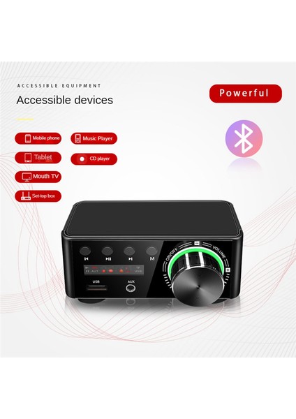 Bluetooth 5.0 Hifi Güç Amplifikatörü Sınıf D Amplifikatör Gümüş Ab Fişi (Yurt Dışından)
