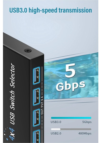 USB 3.0 Anahtarı Km Seçici 4 Bilgisayar Dizüstü Bilgisayar Ana Bilgisayar (Yurt Dışından)