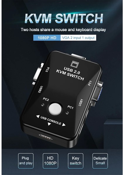 USB 2.0 Kvm Fare Anahtarı Klavye VGA Ayırıcı Kutusu USB Kvm Anahtarı (Yurt Dışından)
