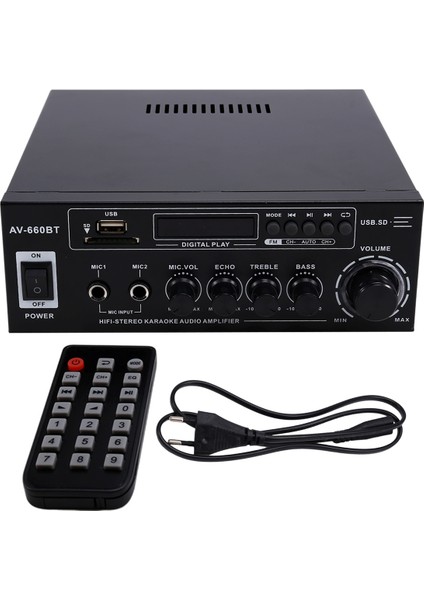 AV-660BT Bluetooth Ses Amplifikatörü - Güç Amplifikatörü Eu Fişi (Yurt Dışından)