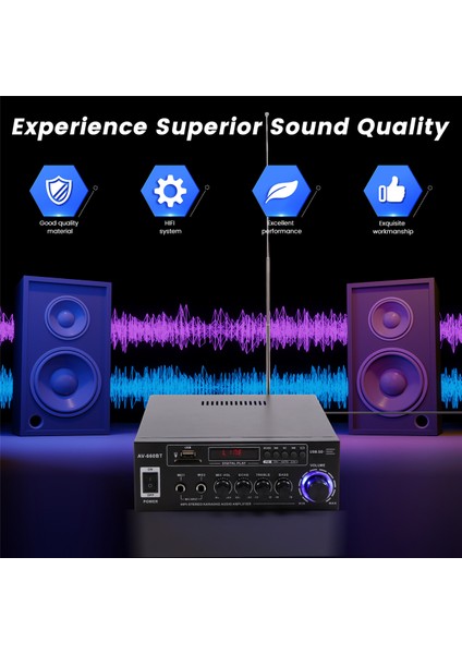 AV-660BT Bluetooth Ses Amplifikatörü - Güç Amplifikatörü Eu Fişi (Yurt Dışından)
