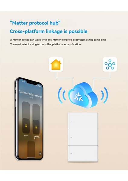 Matter Wifi Akıllı Anahtar Duvar Lambası Anahtarı Akıllı Kontrol 1 Yol (Yurt Dışından)