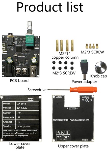 ZK301B Mono 30W Bt5.3 Dijital Ses Amplifikatör Modülü (Yurt Dışından)