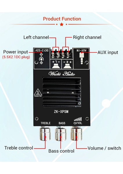 Zk-Xpsm 150WX2 Bluetooth Tiz ve Bas Ayarlama Amplifikatör Kartı (Yurt Dışından)