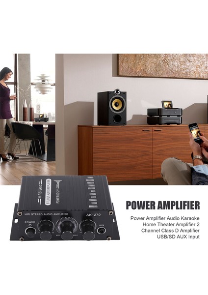 Güç Amplifikatörü 2 Kanal Sınıf D Amplifikatör Usb/sd Aux Girişi (Yurt Dışından)