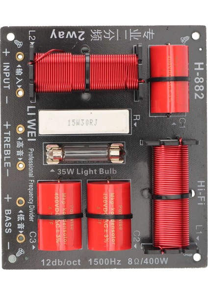 400W Tweeter ve Bas Geçişi 2 Yollu Tiz Woofer Bölücü 1.5khz (Yurt Dışından)