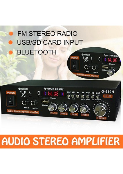 Ev Güç Amplifikatörü Hıfı Bluetooth 5.0 Ses Amplifikatörü - Us Plug (Yurt Dışından)