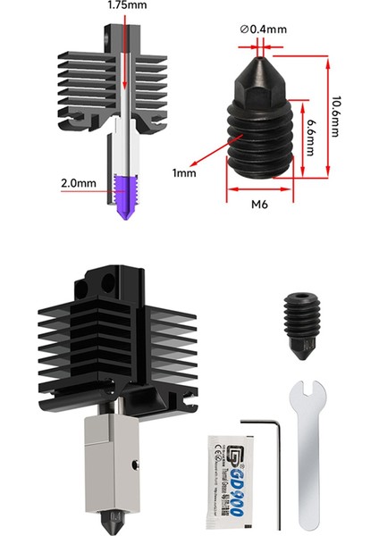 Bambu 3D Yazıcı Isıtıcı Bloğu Sertleştirilmiş Çelik Nozul Için Hotend Kiti (Yurt Dışından) modelleri