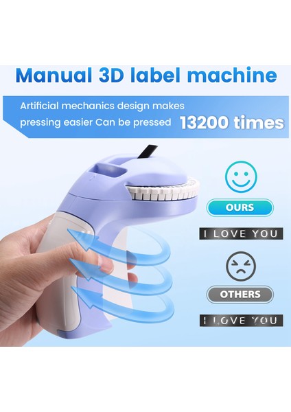 Taşınabilir 3D Kabartma Etiket Yazıcısı Kendin Yap Manuel Etiket Baskısı Mor (Yurt Dışından)