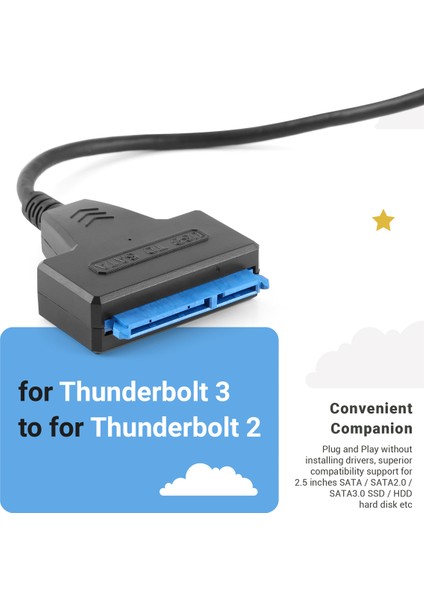 USB 3.1 Tip C (Thunderbolt 3 Uyumlu) - Sata Iıı 2.5in Adaptörü (Yurt Dışından)