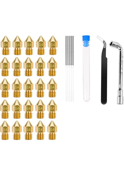 25 Adet Mk8 Nozul 0.4mm, 3D Yazıcı Pirinç Nozullar, Ender 3 Nozul (Yurt Dışından)