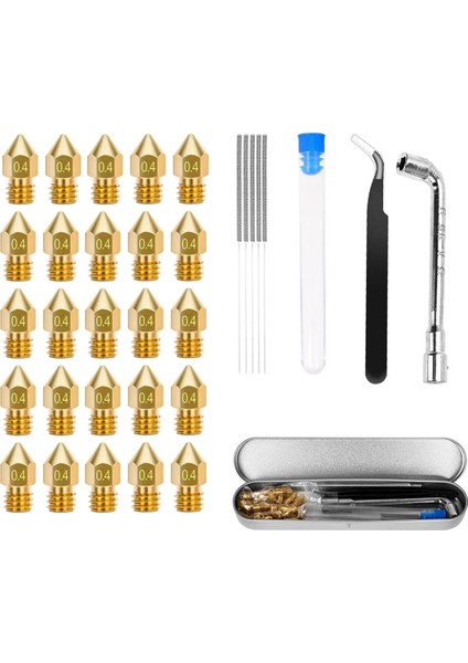 25 Adet Mk8 Nozul 0.4mm, 3D Yazıcı Pirinç Nozullar, Ender 3 Nozul (Yurt Dışından)