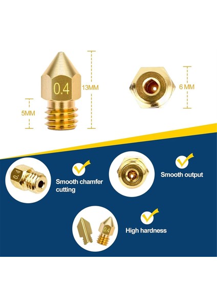 25 Adet Mk8 Nozul 0.4mm, 3D Yazıcı Pirinç Nozullar, Ender 3 Nozul (Yurt Dışından)