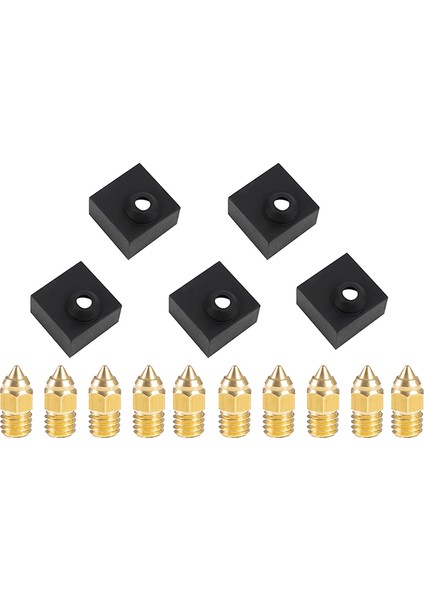 5 Adet Isıtıcı Blok Silikon Kapak 10 Adet 0.4mm Nozullar, Silikon (Yurt Dışından)