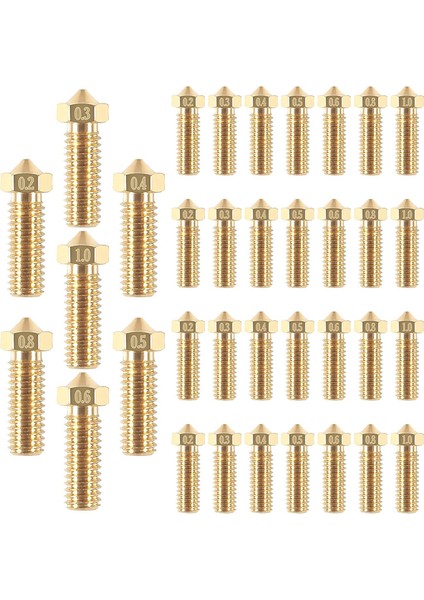 35 Adet Pirinç Nozul Takımı 0.2mm 0.3mm 0.4mm 0.5mm 0.6mm 0.8mm 1.0mm M6 (Yurt Dışından)