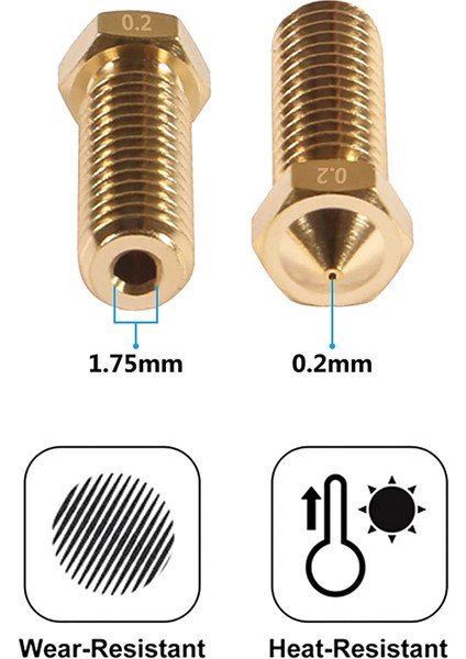 35 Adet Pirinç Nozul Takımı 0.2mm 0.3mm 0.4mm 0.5mm 0.6mm 0.8mm 1.0mm M6 (Yurt Dışından) modelleri