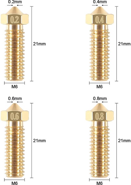 35 Adet Pirinç Nozul Takımı 0.2mm 0.3mm 0.4mm 0.5mm 0.6mm 0.8mm 1.0mm M6 (Yurt Dışından) fırsatları