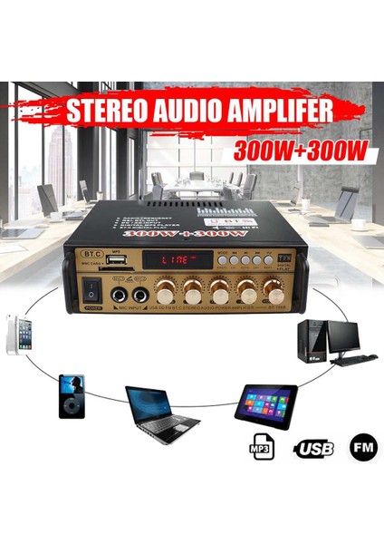 600W Hifi Güç Amplifikatörü Hoparlör Bluetooth 5.0 Ab Fişi (Yurt Dışından)
