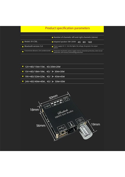 Ses Stereo Bluetooth Dijital Güç Amplifikatörü Kartı 50W Çift Kanal (Yurt Dışından)